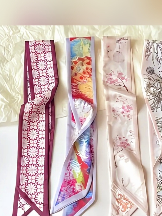 Accessories - Set of Four Satin  Floral & Pastel Scarves